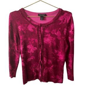 White House Black Market Rose Red / Pink Cardigan Sweater Size MED